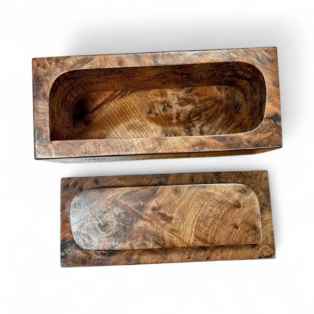 Michael Elkan Redwood Burl Wood Box Studio Art Signed Oregon Jewelry Keepsake - Picture 8 of 11